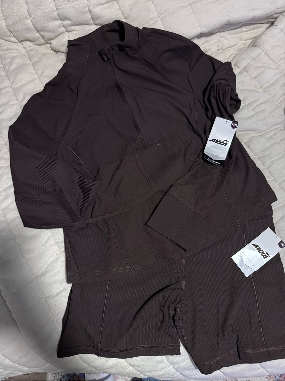 Avia Women's Dark Brown Active Set - Long Sleeve Top & Shorts